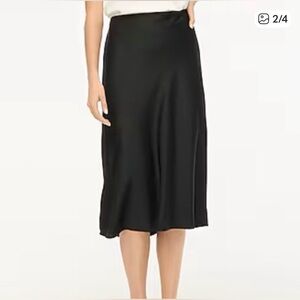 J. Crew Black Satin Midi Skirt size large